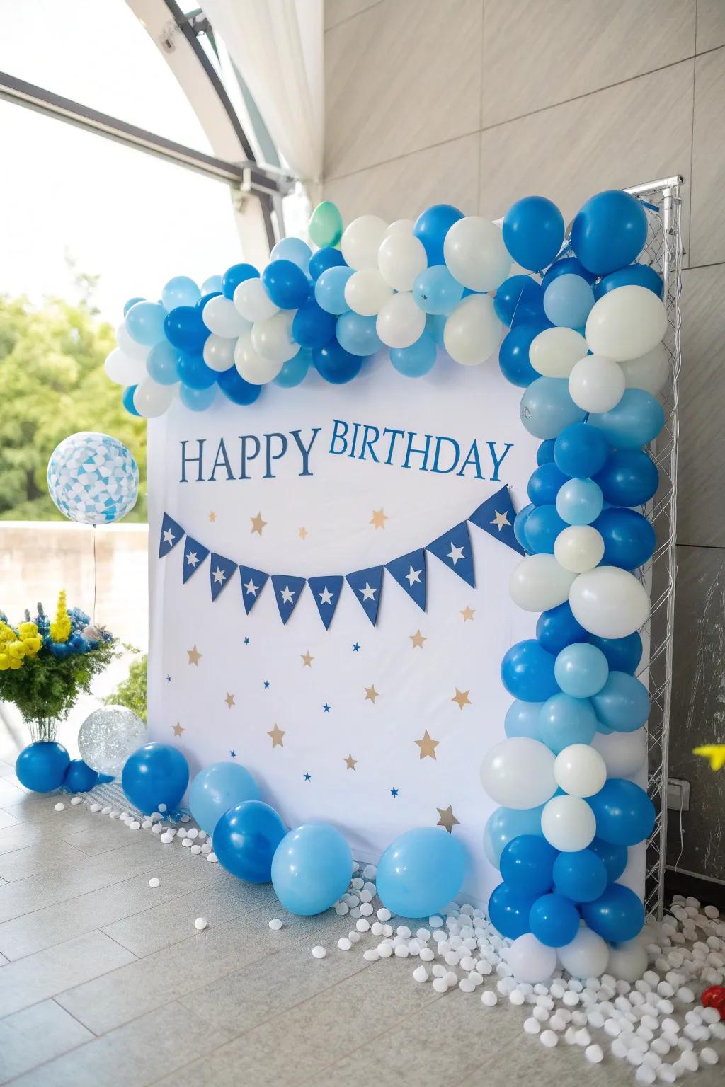 Capture memories with a personalized birthday balloon backdrop.