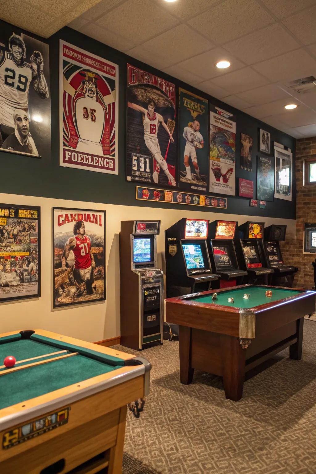 Themed decor adds character to any game room.