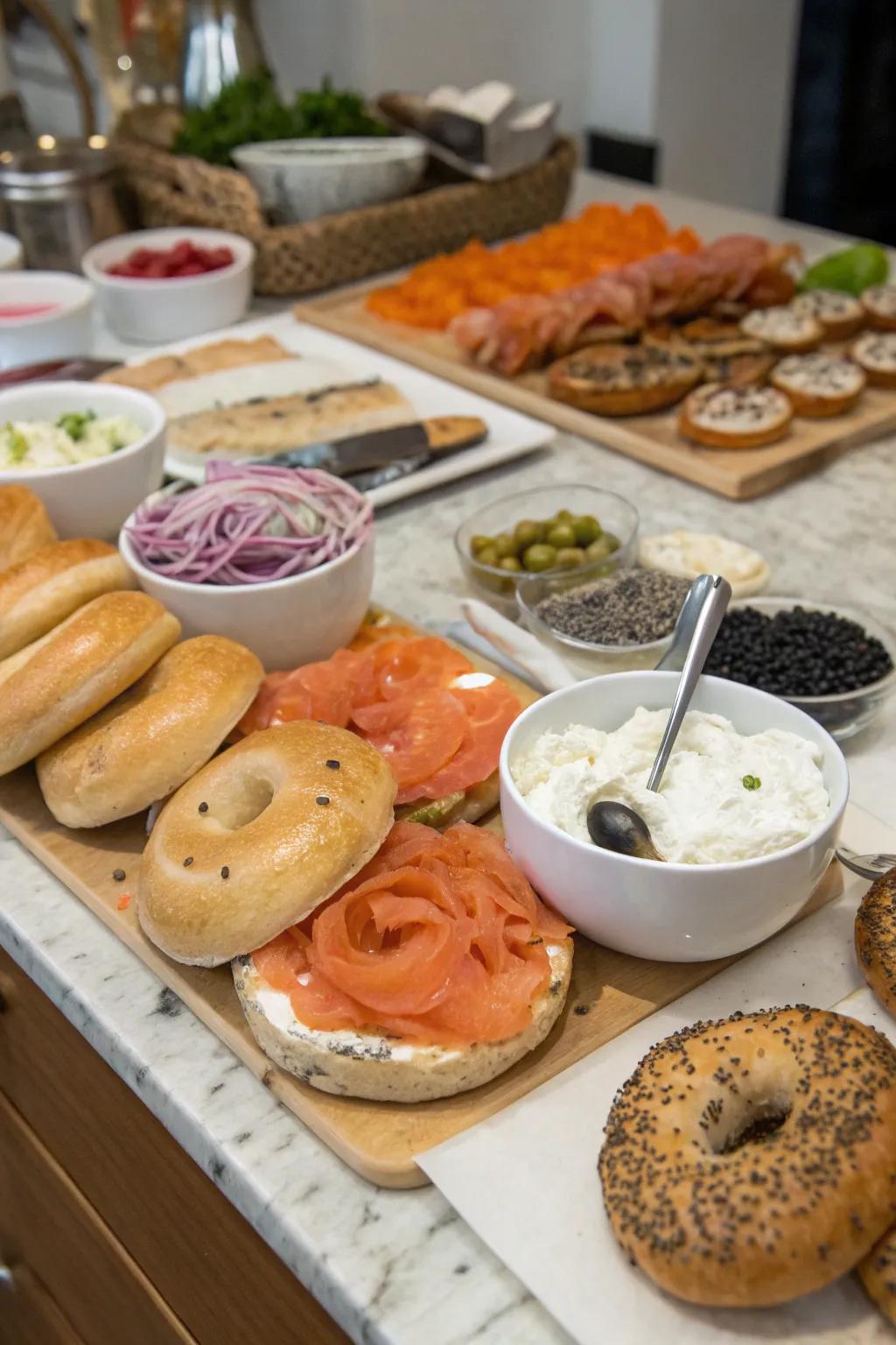 Create your perfect bagel with a DIY bagel bar.