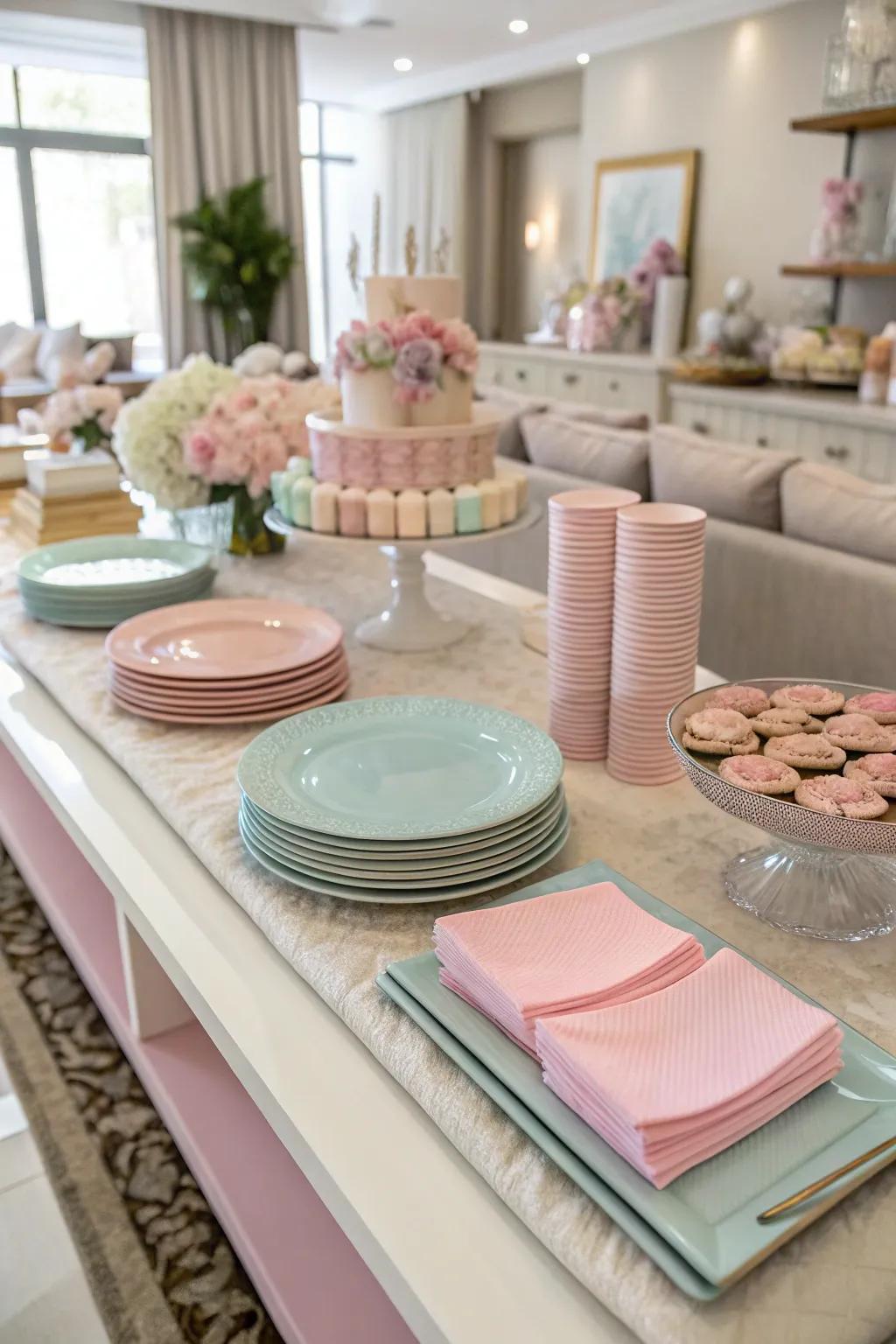 A well-coordinated color scheme brings harmony to your buffet display.