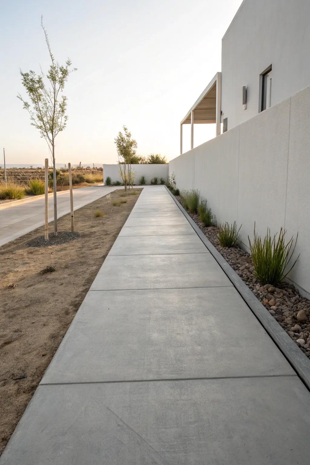 Minimalist cement walkway that exudes elegance and simplicity.