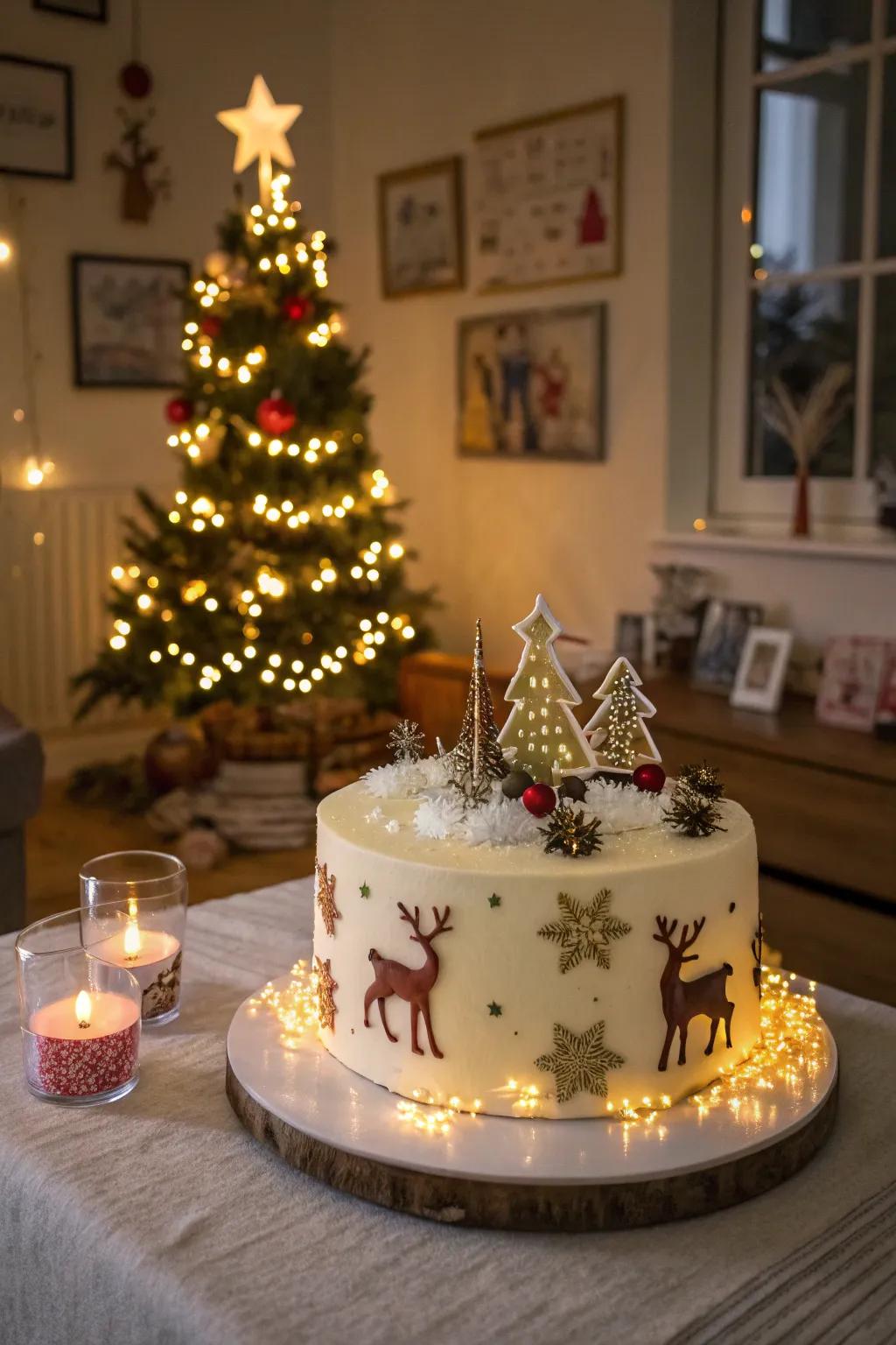 A festive cake adds sweetness to the celebration.