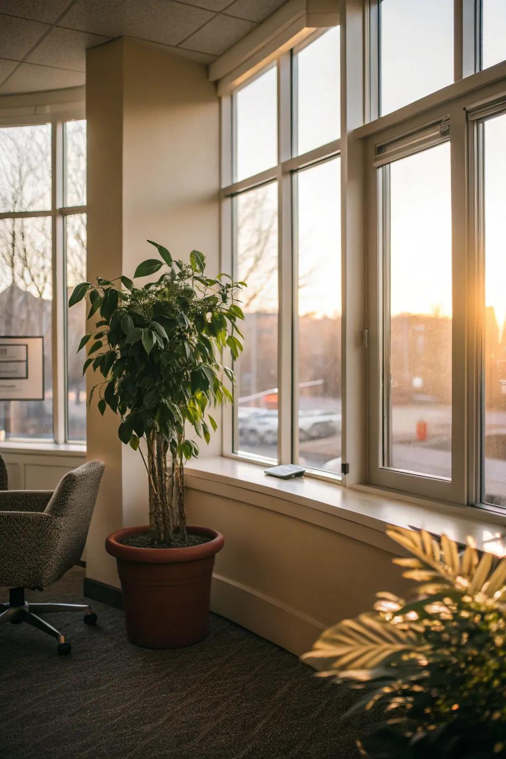 A touch of greenery brings freshness and vitality to the office.