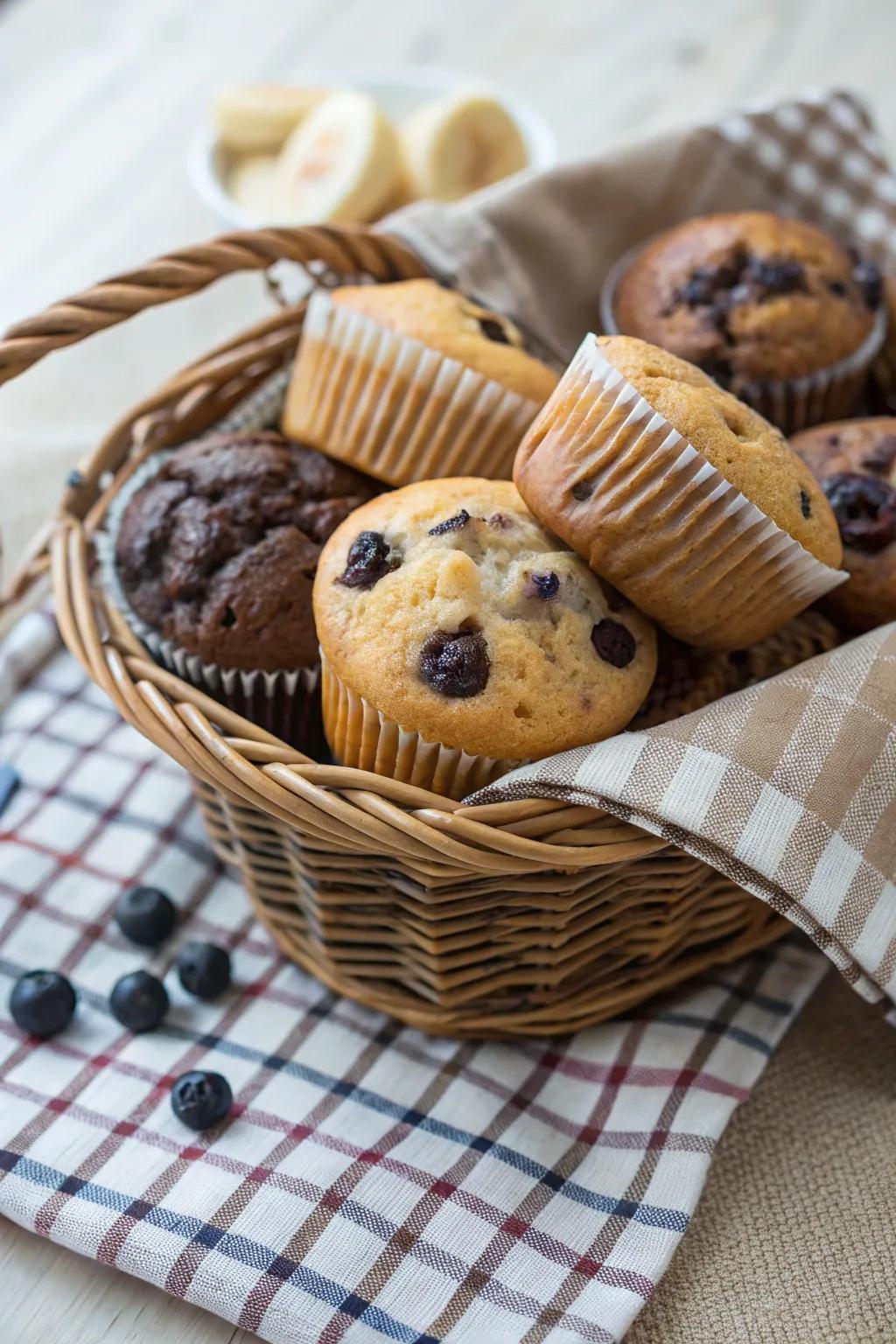 A delightful assortment of muffins ready to be enjoyed.