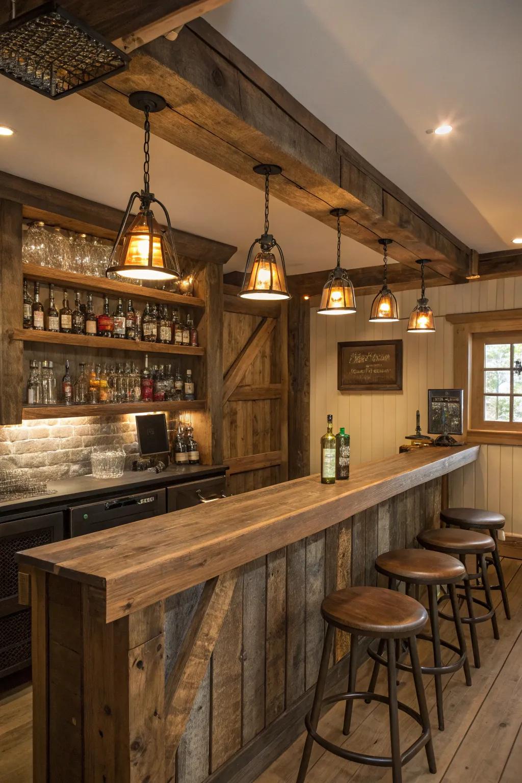 Feel at home with a rustic-themed bar.