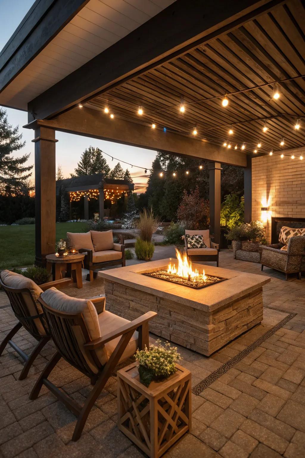 A fire pit adds warmth and charm to your patio.