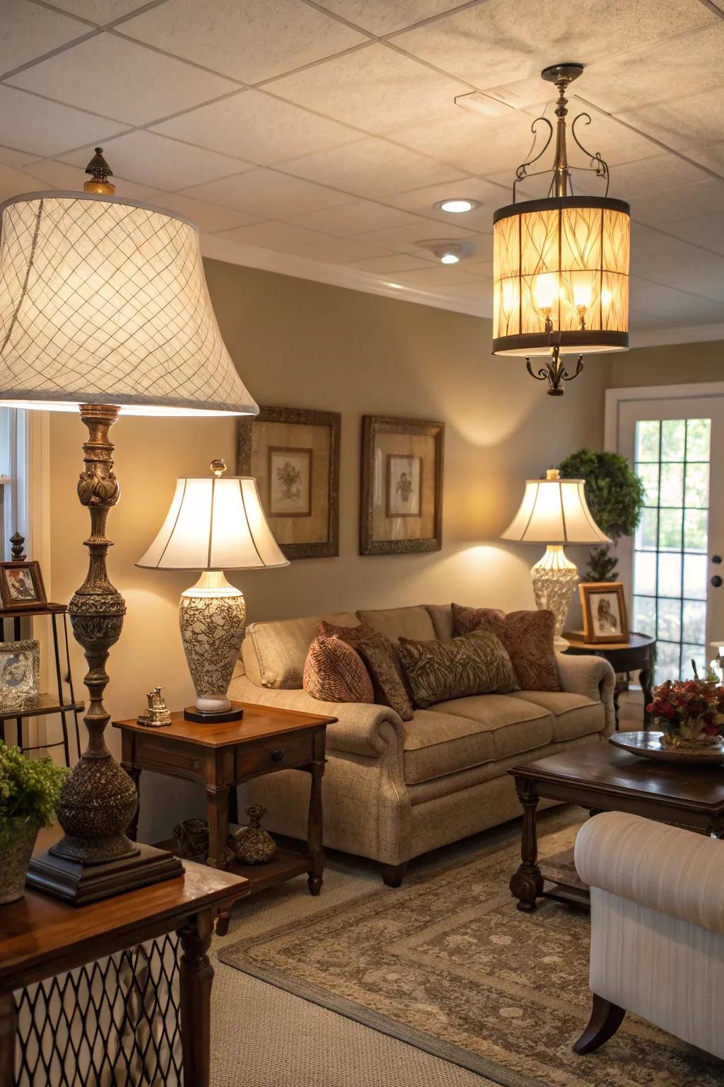 Layered lighting adds depth and warmth to any space.