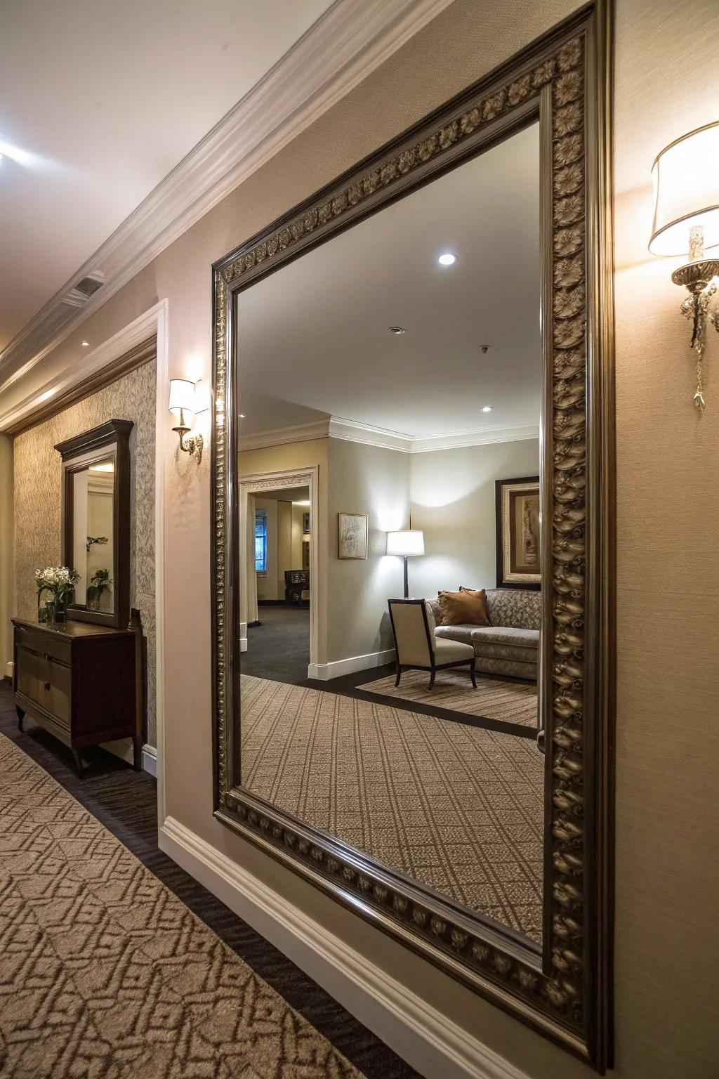 Mirrors add depth and light to small areas.