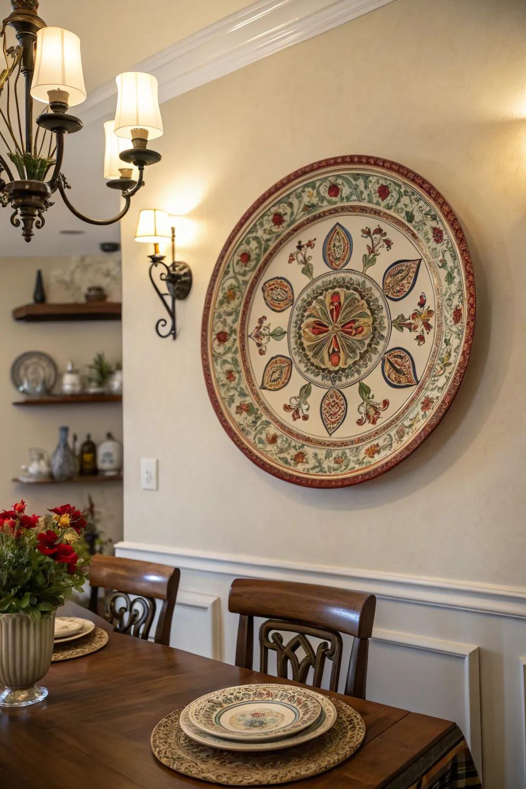 A feature plate can anchor your wall decor beautifully.