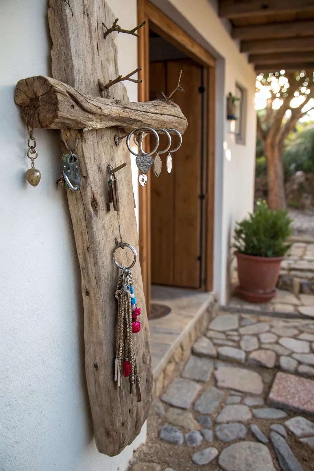 Keep your keys organized with rustic driftwood charm.