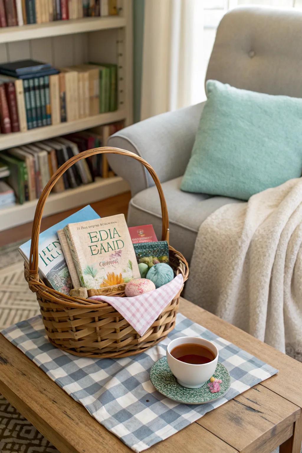 A literary escape Easter basket for the avid reader.