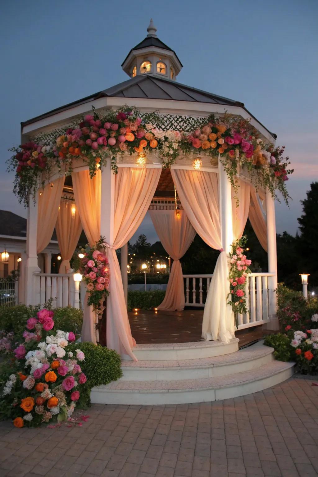 Arches and gazebos create stunning focal points.