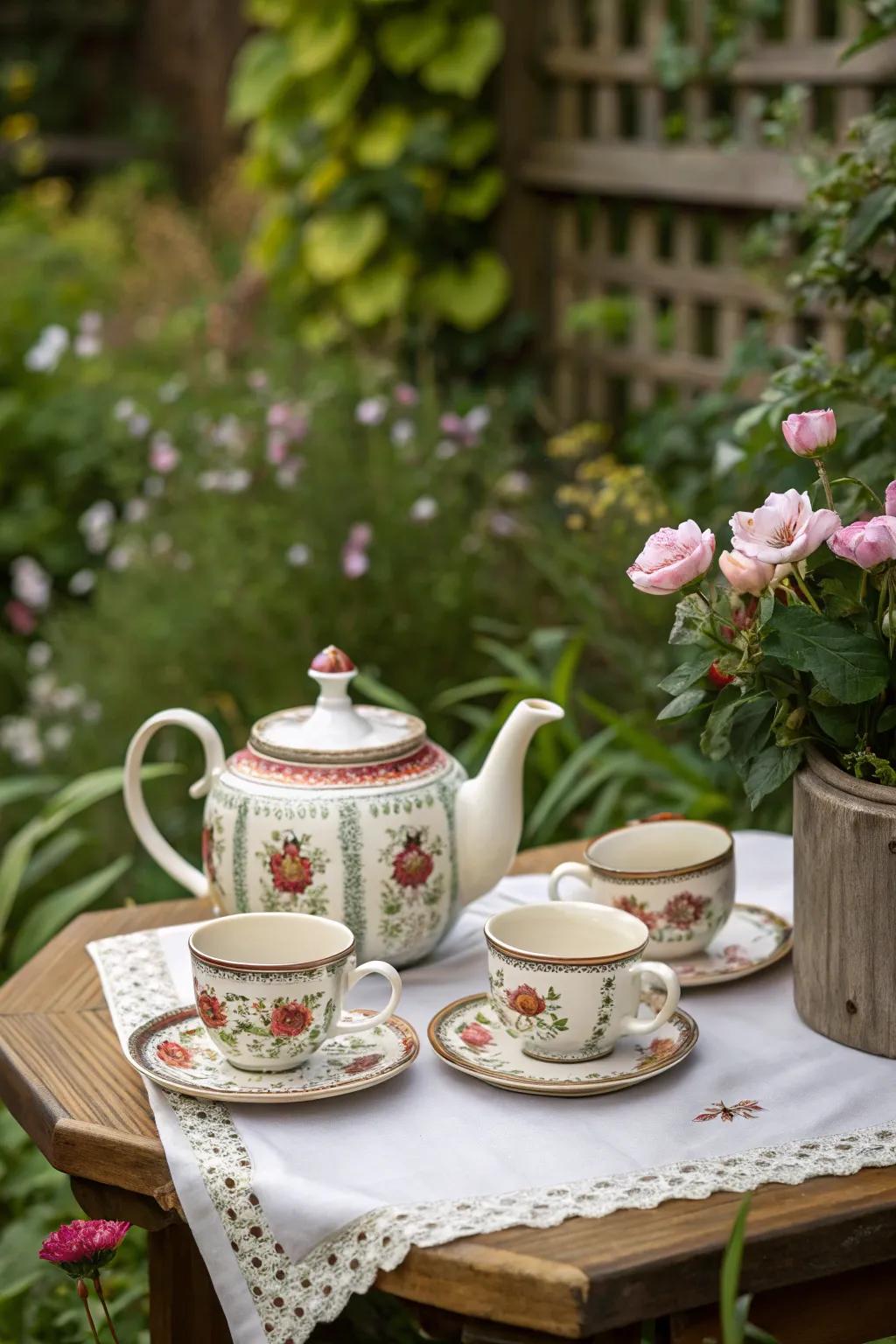 A charming tea set ready for an afternoon gathering.