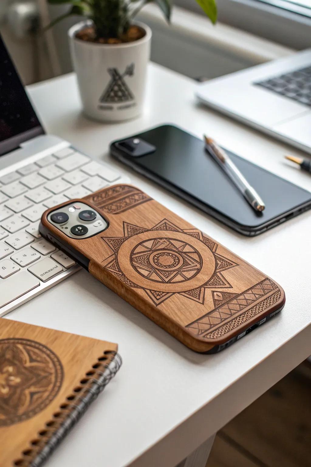 A custom engraved phone case combines functionality with personal style.