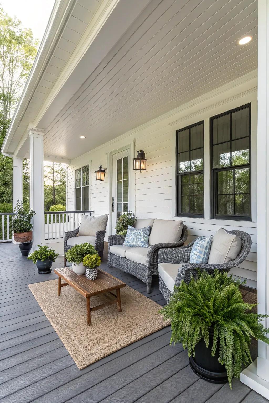 A welcoming expanded porch ready for relaxation.