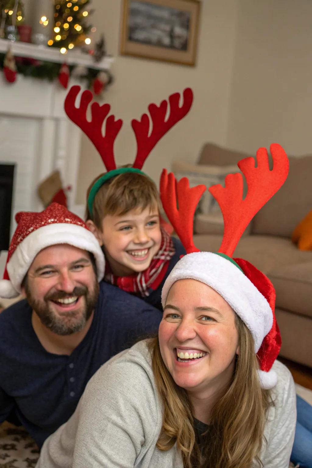 Add a dash of holiday spirit with playful Santa hats and reindeer antlers.