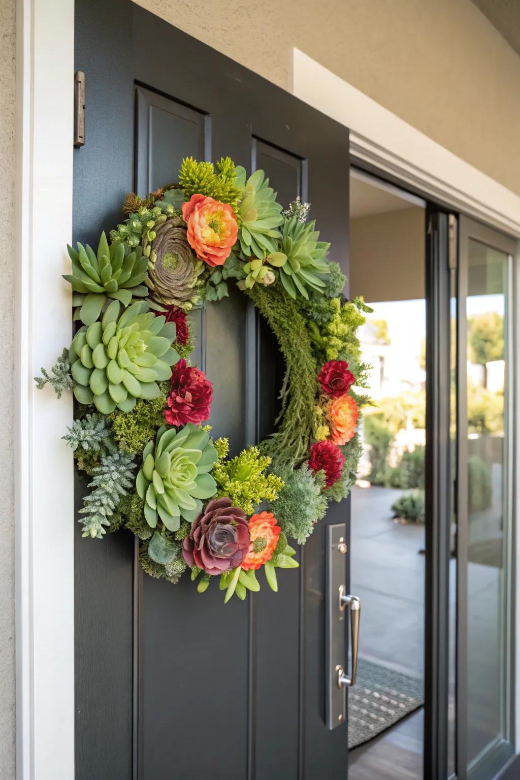 Low-maintenance beauty with succulents and silk.