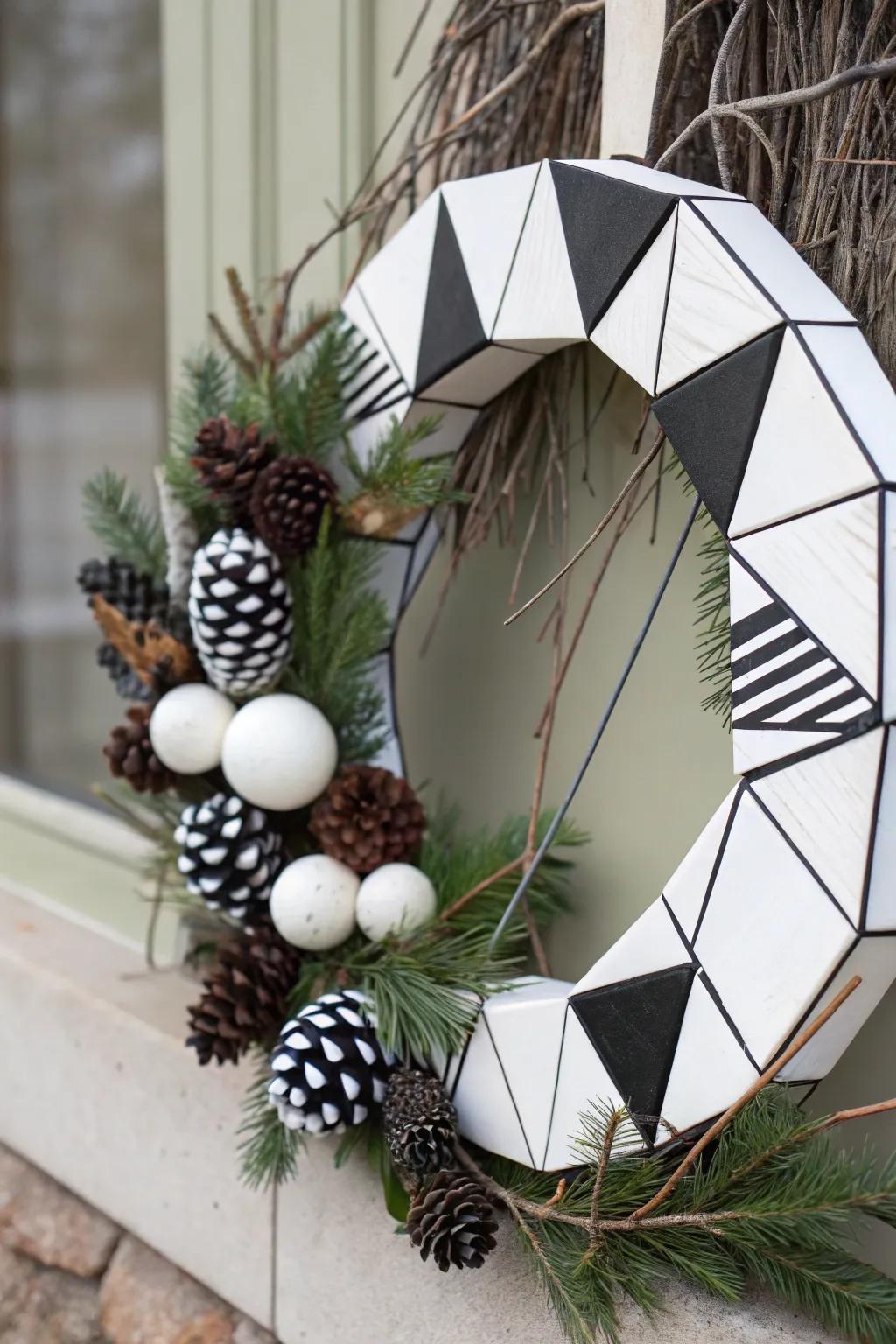 A minimalist wreath offering a sleek and sophisticated look.