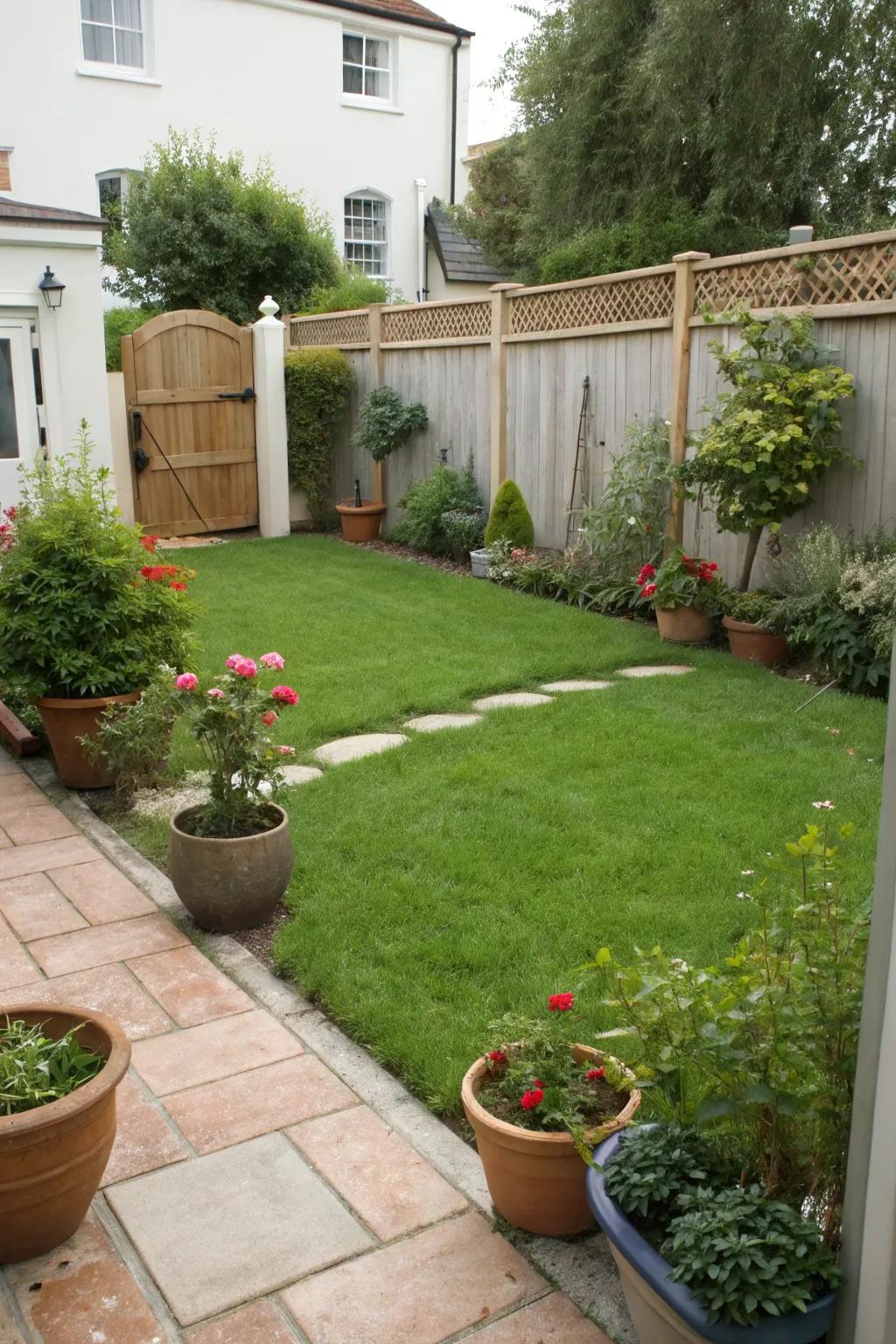 A small lawn can be a serene and refreshing element of your garden.