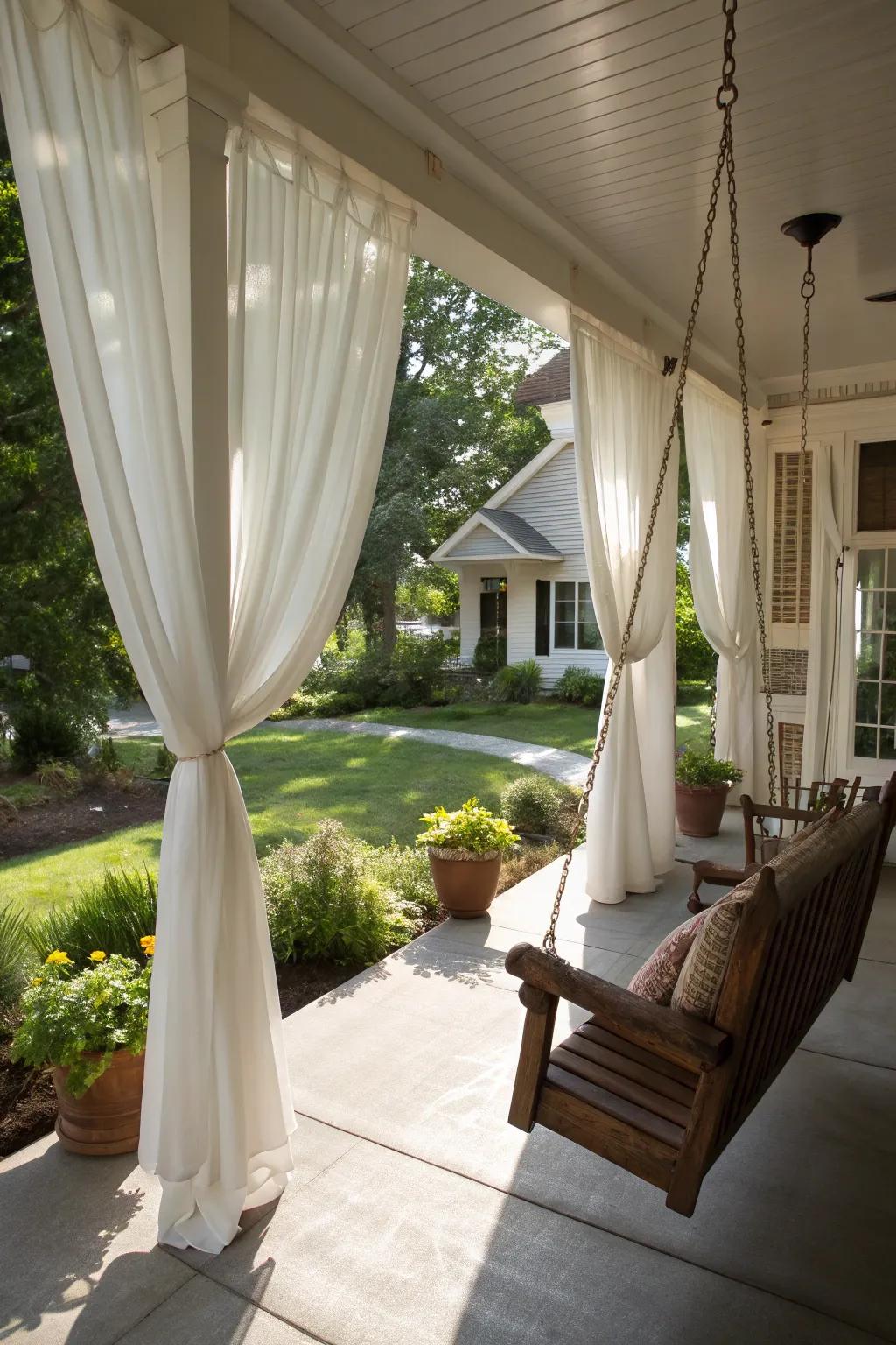 Elegant curtains providing adjustable shade.