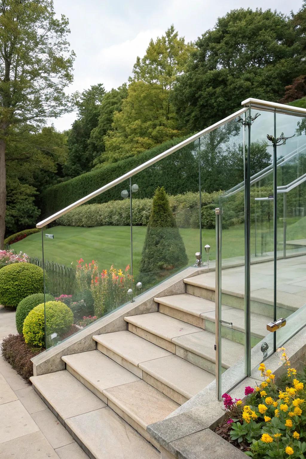 Glass railings offer unobstructed views and modern appeal.