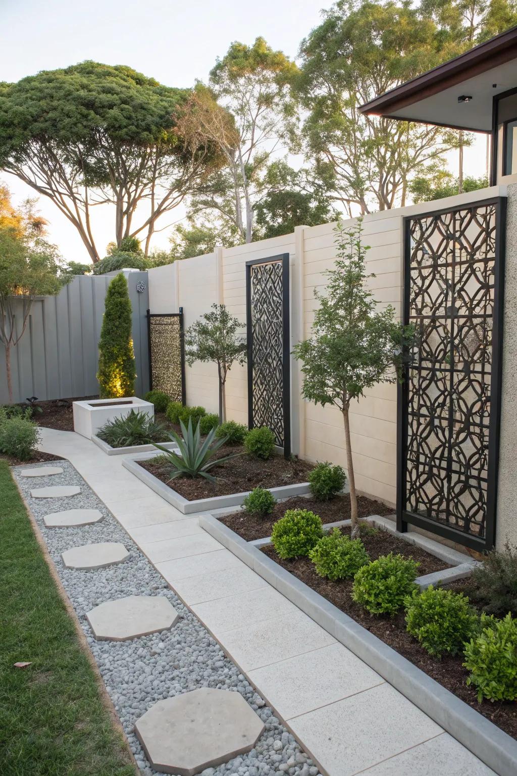 Sleek panels introduce a modern aesthetic to your garden.