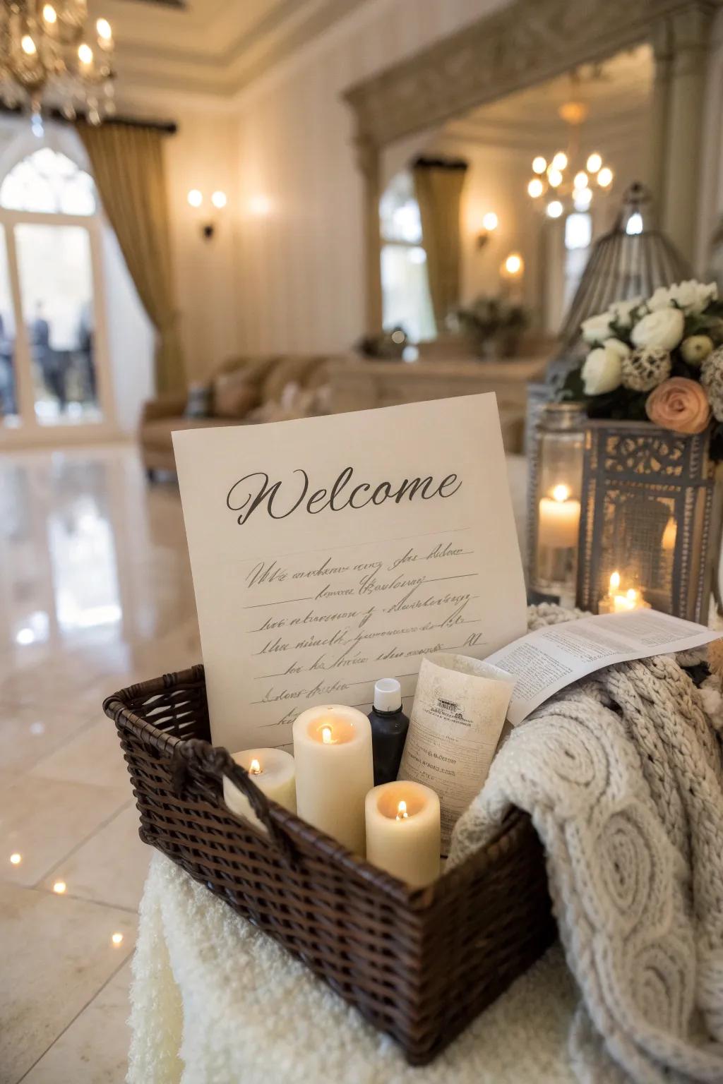 A personalized note to greet your guests warmly.