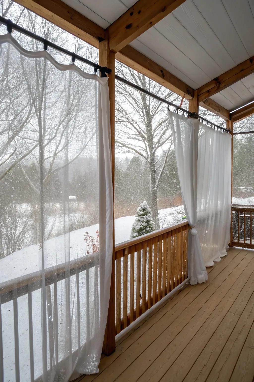 Vinyl curtains keep the cold at bay while preserving your view.