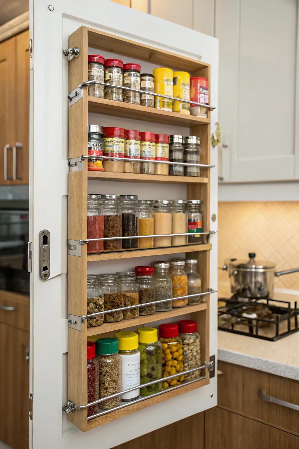Door racks maximize space efficiency in your kitchen.