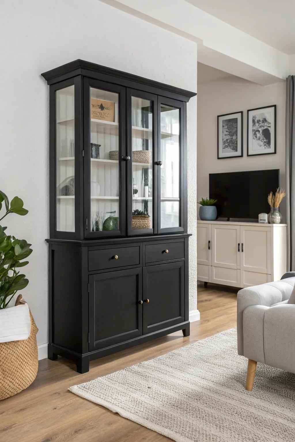 A minimalist hutch offers a sleek and modern aesthetic.