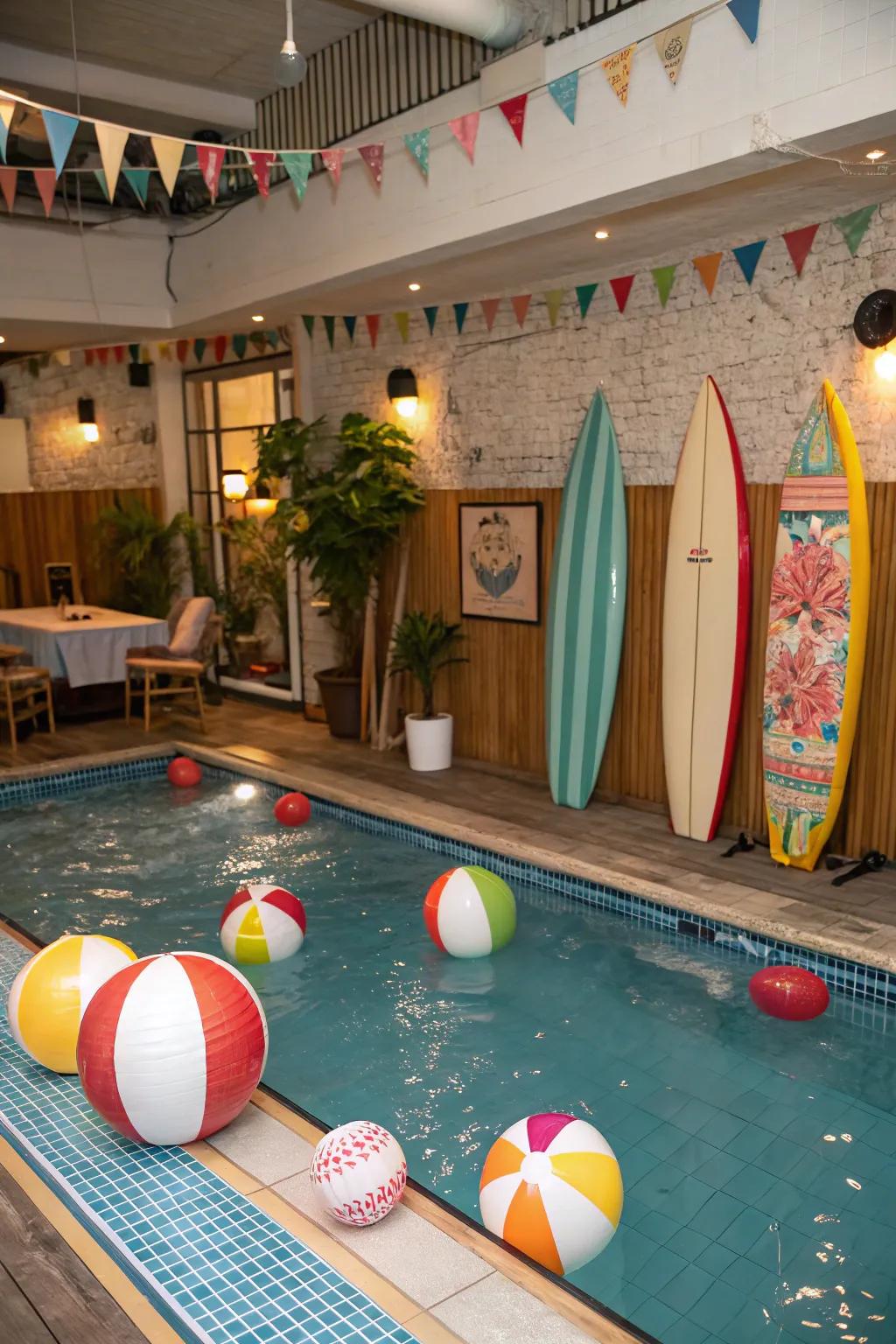 Capture the carefree spirit of a retro beach bash with nostalgic decor.