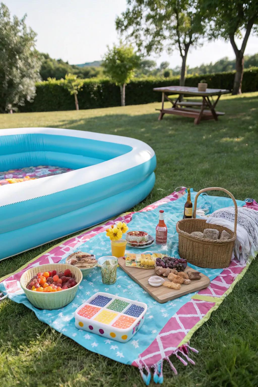 A delightful poolside picnic for sunny afternoons.