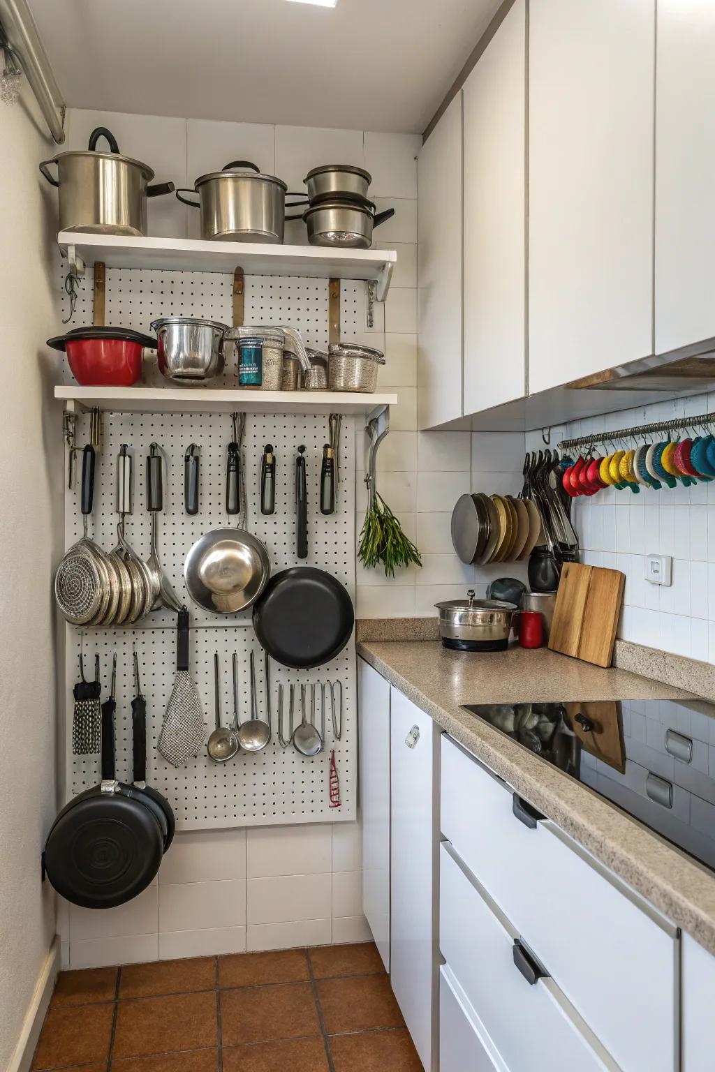 Wall-mounted racks are ideal for maximizing vertical space in smaller kitchens.