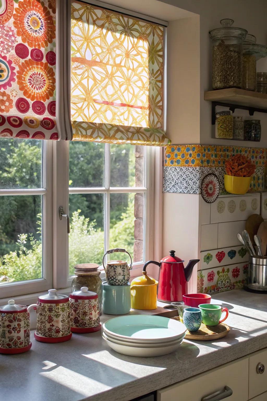 Patterned shades bring personality and charm to any kitchen.