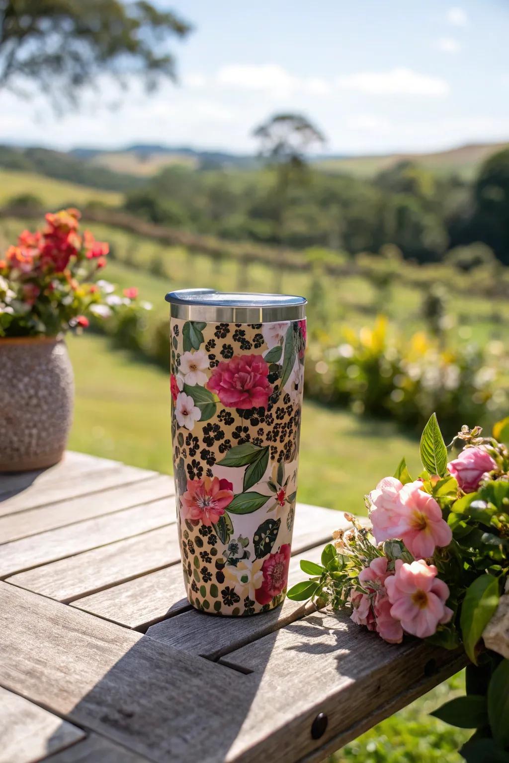 Leopard print meets floral elegance in this stunning tumbler design.