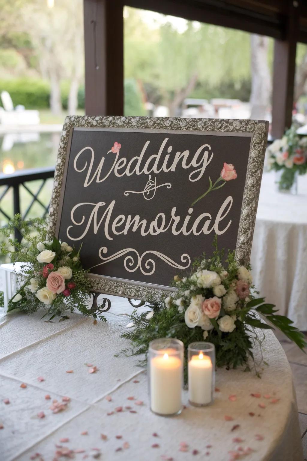 A heartfelt sign communicates the table's purpose.