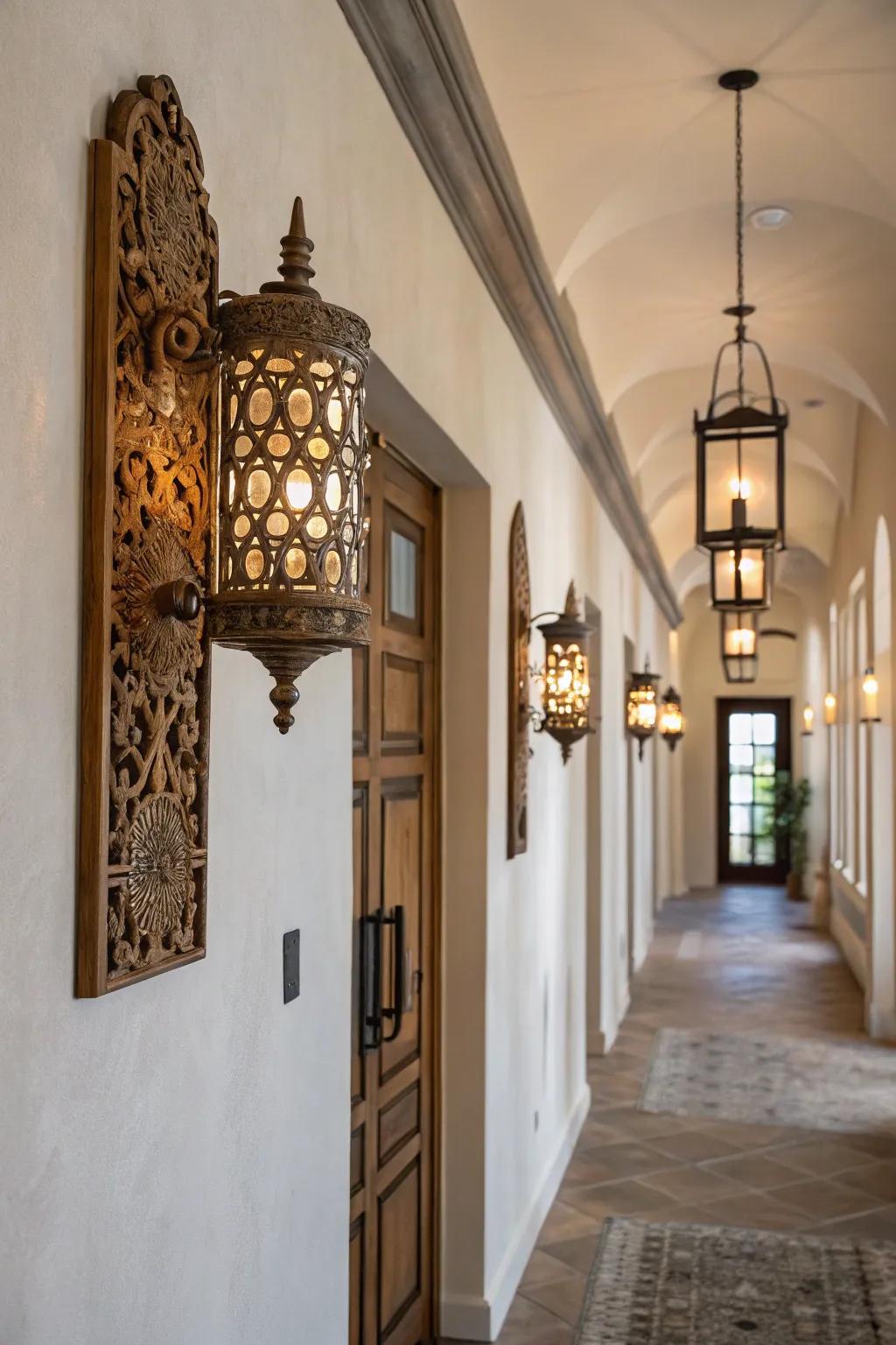 Mixed material sconces add depth to any space.