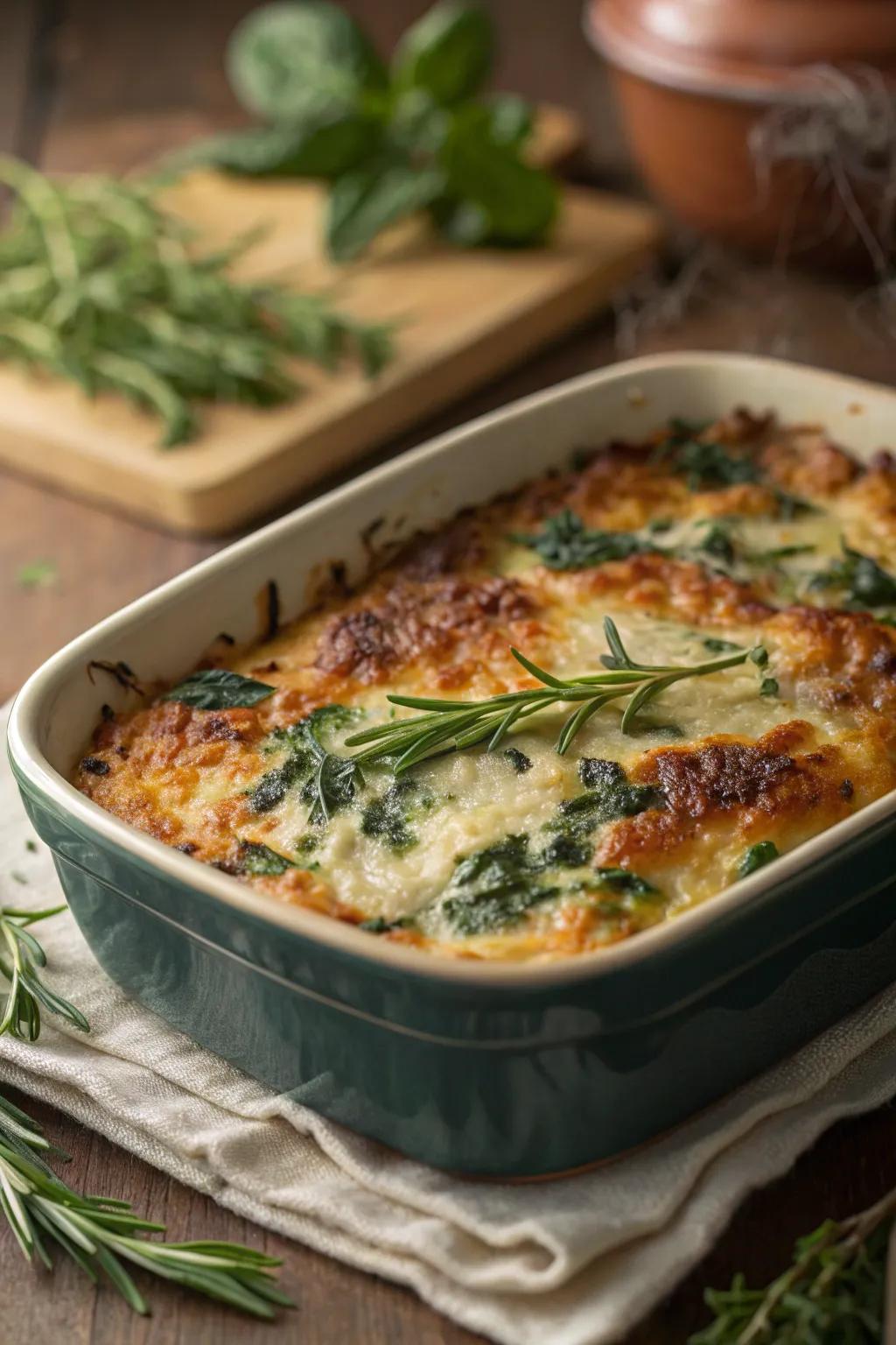 Decadent spinach gratin for a comforting yet sophisticated side dish.