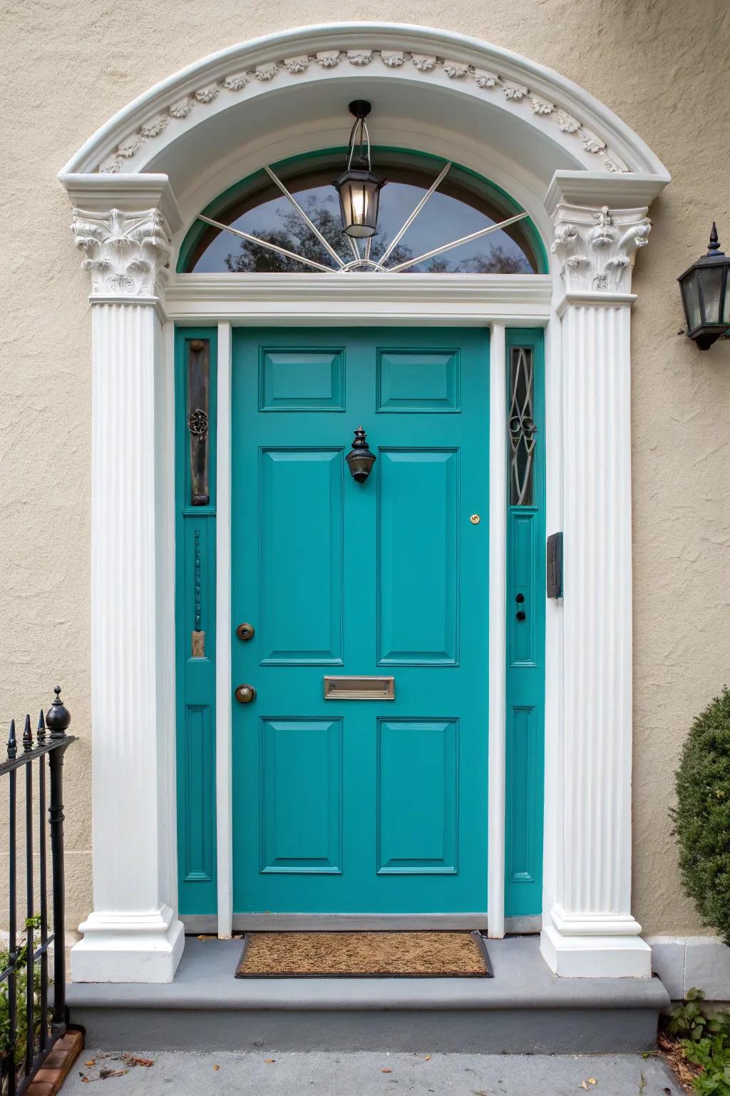 A brightly colored door can serve as a striking focal point for your entryway.