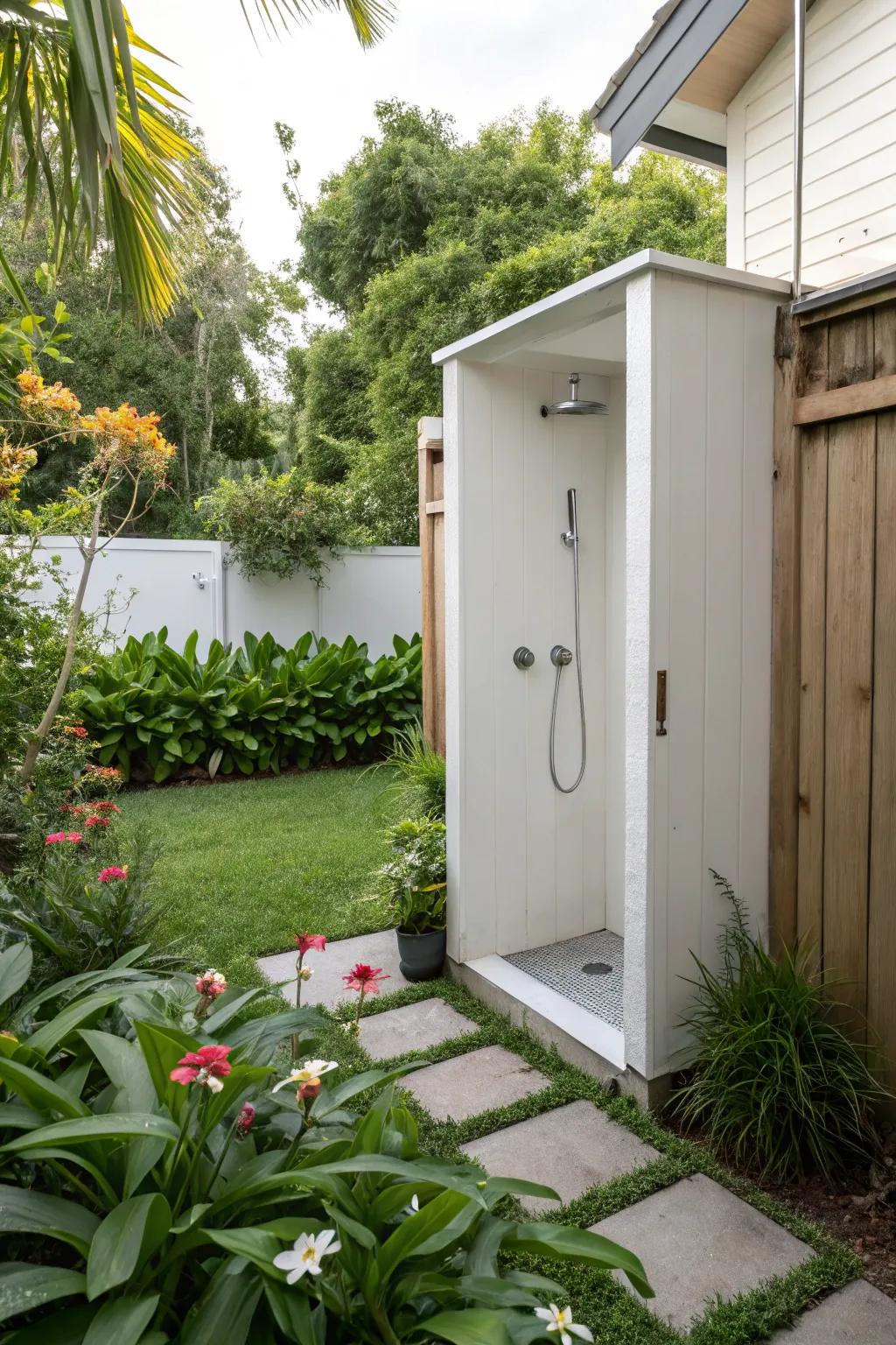 Maximize your space with a compact garden shower.