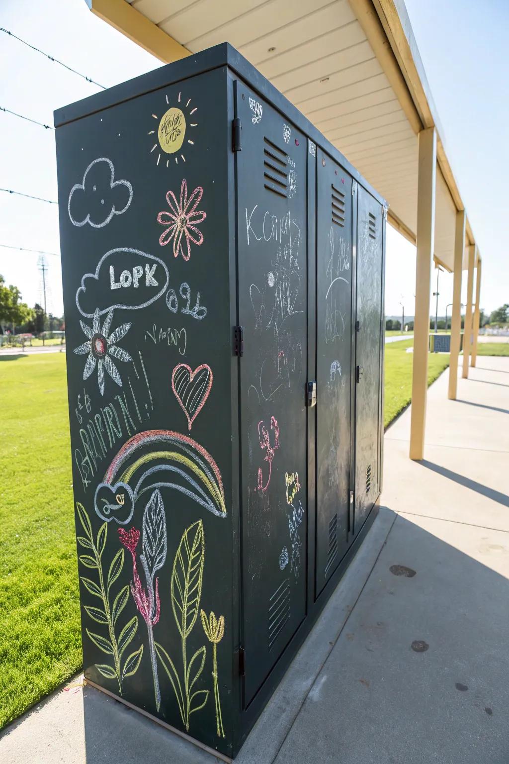 Express yourself with a chalkboard-painted locker door.