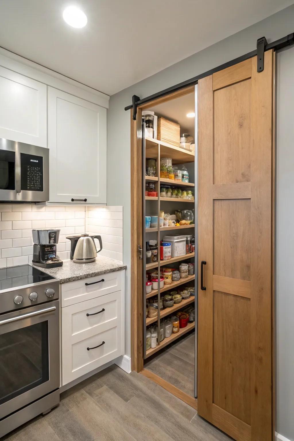 Pocket doors are perfect for small kitchens, saving space effortlessly.