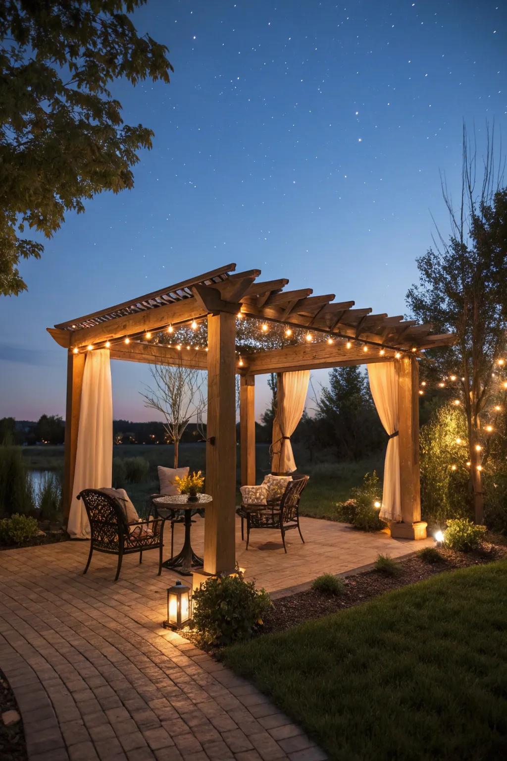 Integrated pergola lighting seamlessly enhances your patio's style.