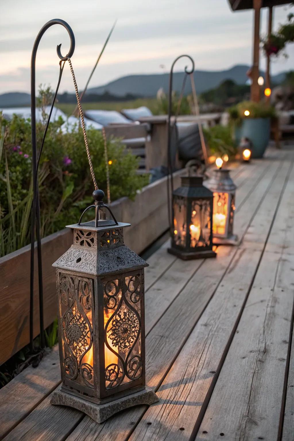 Add rustic charm with chic hanging lanterns.