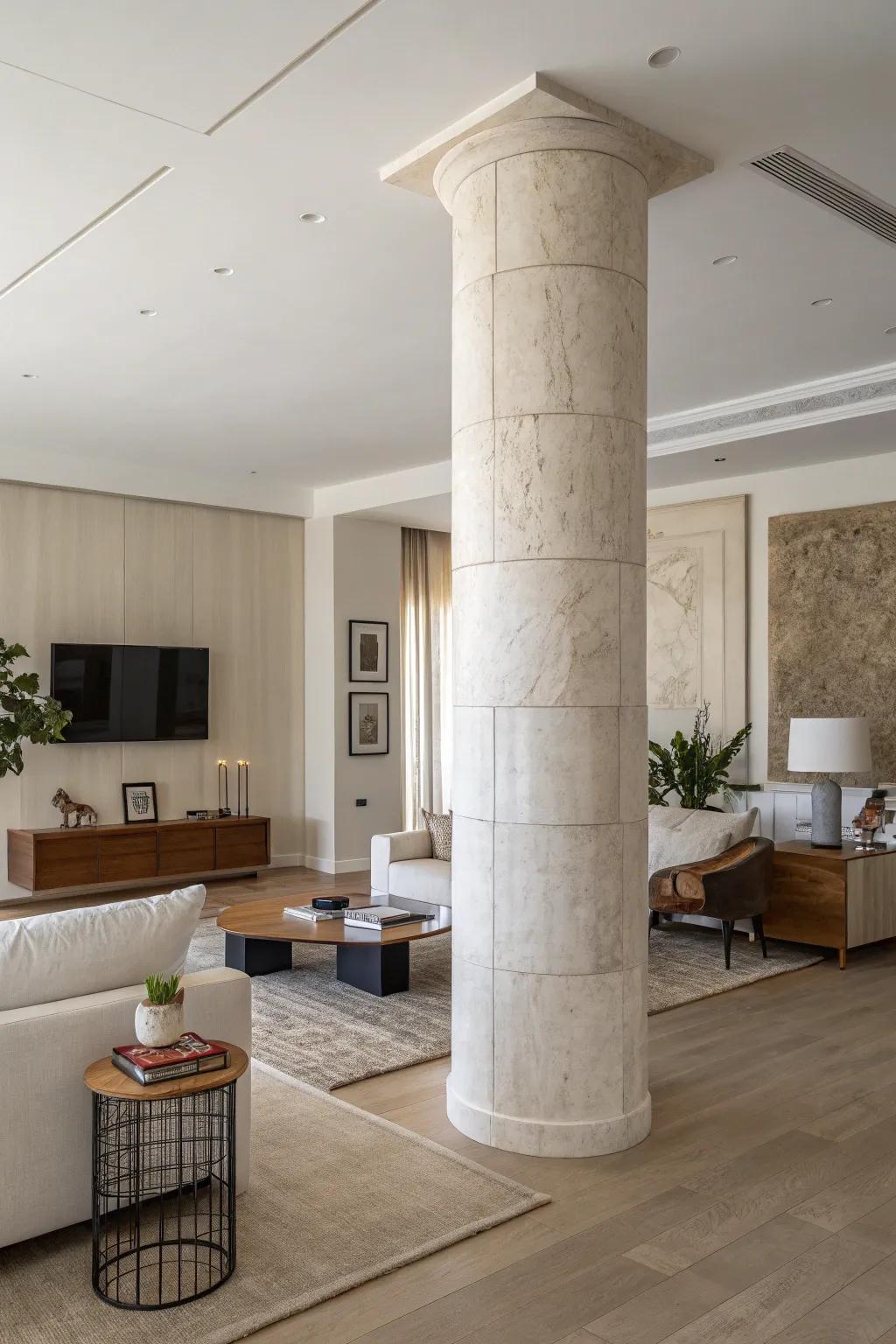 Minimalistic pillars blend seamlessly into contemporary spaces.