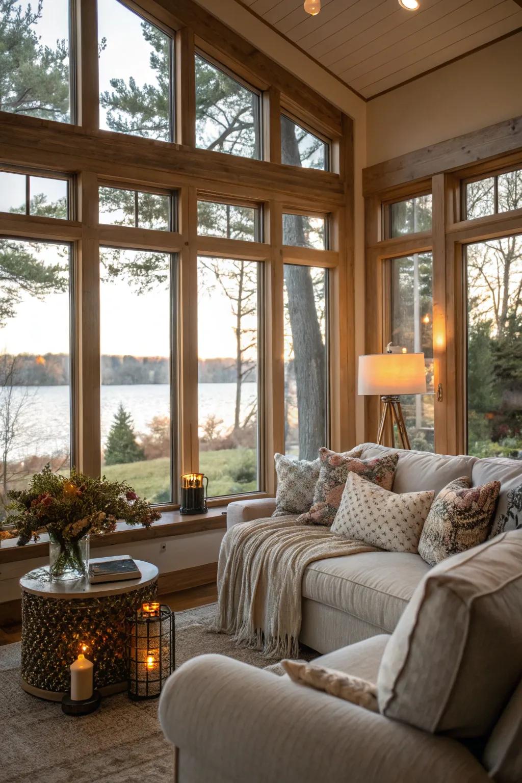 A bright and airy living room filled with natural light.