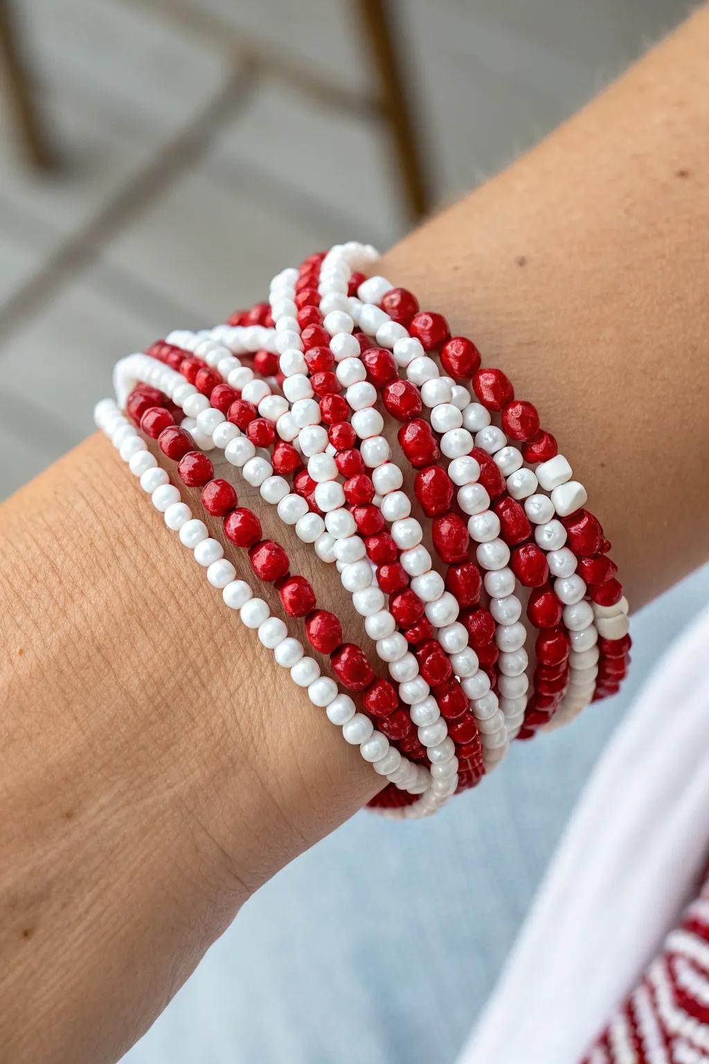 Versatile red and white wrap jewelry for any occasion.