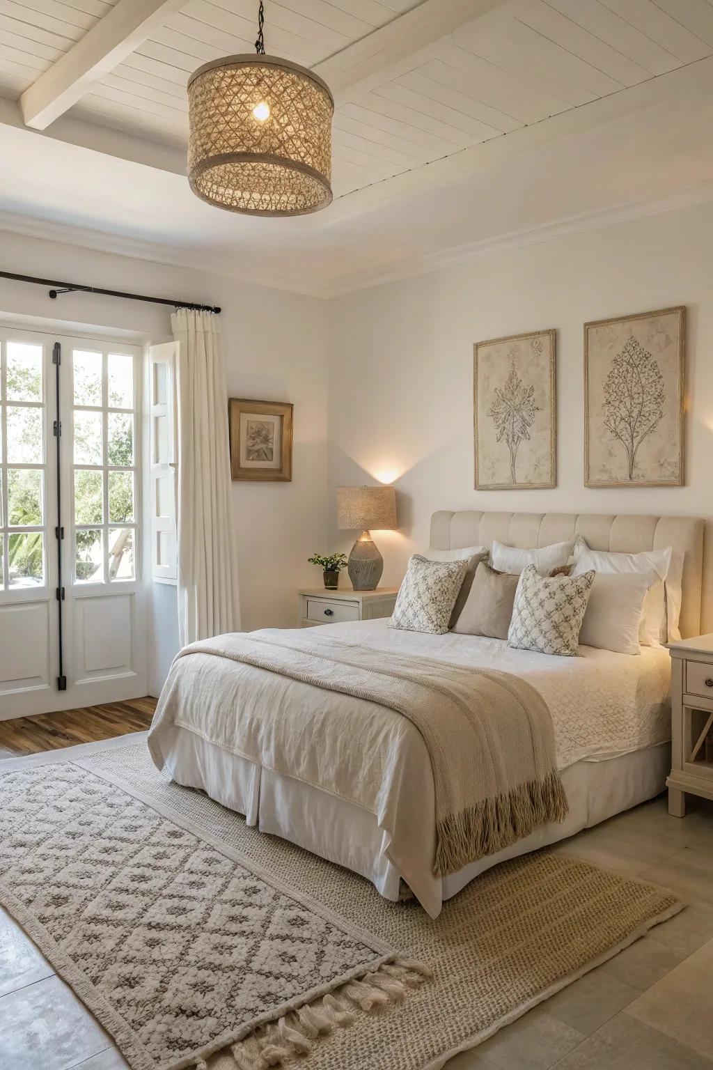 Neutral colors bring warmth and serenity to the bedroom.