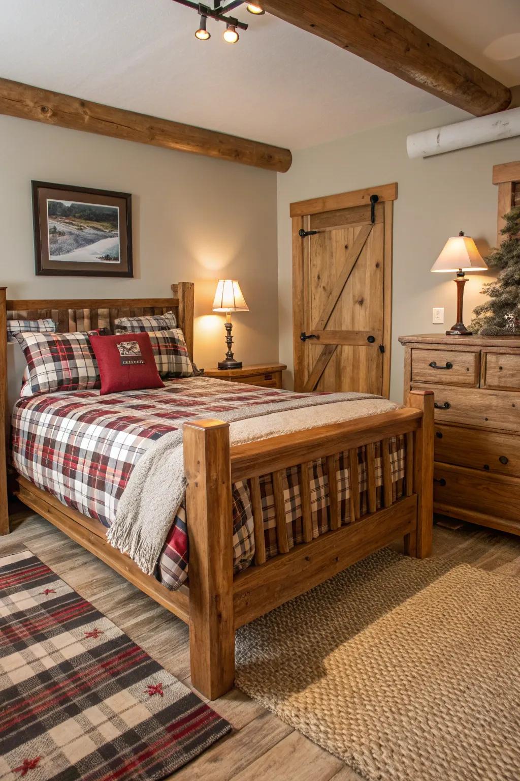 Plaid bedding blends tradition with cozy comfort.