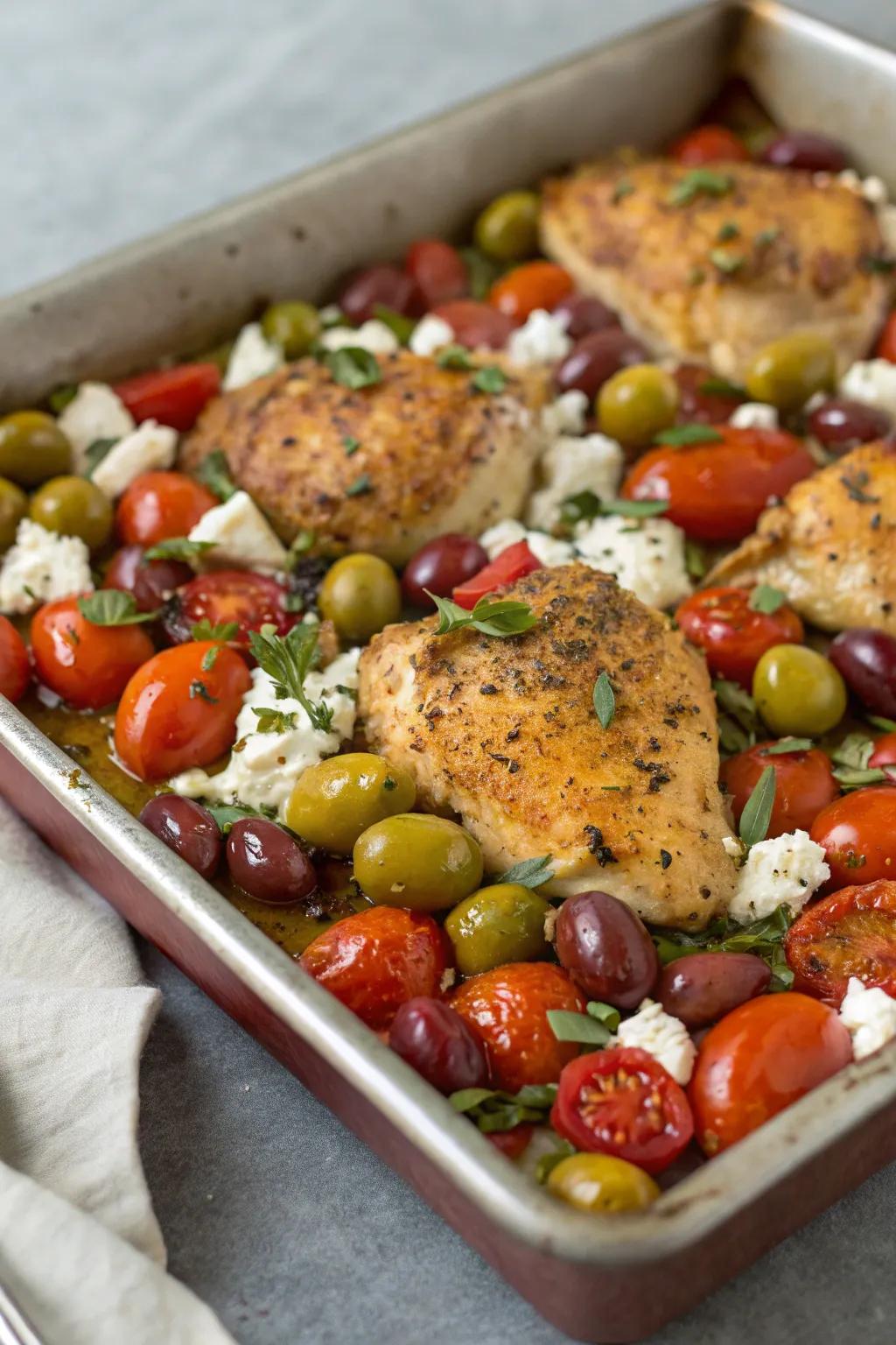 A taste of the Mediterranean with chicken and veggies.